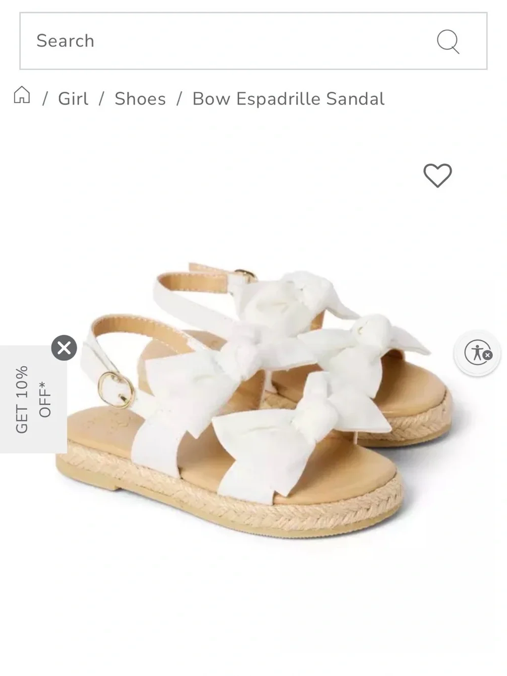 JANIE & JACK | Girls White Bow Espadrille Sandals